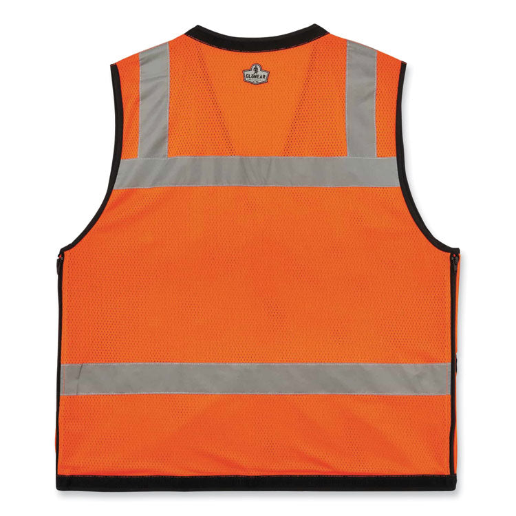 GloWear 8253HDZ Class 2 Heavy-Duty Mesh Surveyors Vest, Polyester, 4X-Large/5X-Large, Orange