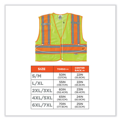 GloWear 8245PSV Class 2 Public Safety Vest, Polyester, 6X-Large/7X-Large, Lime