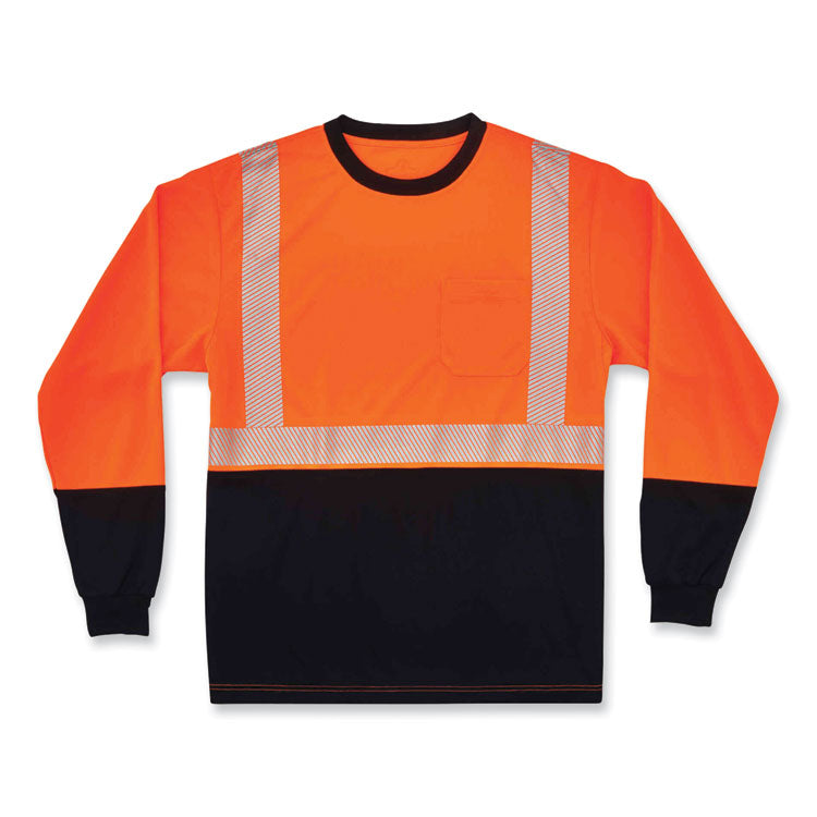 GloWear 8281BK Class 2 Long Sleeve Shirt with Black Bottom, 3X-Large, Orange