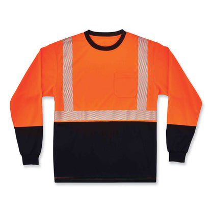 GloWear 8281BK Class 2 Long Sleeve Shirt with Black Bottom, 3X-Large, Orange
