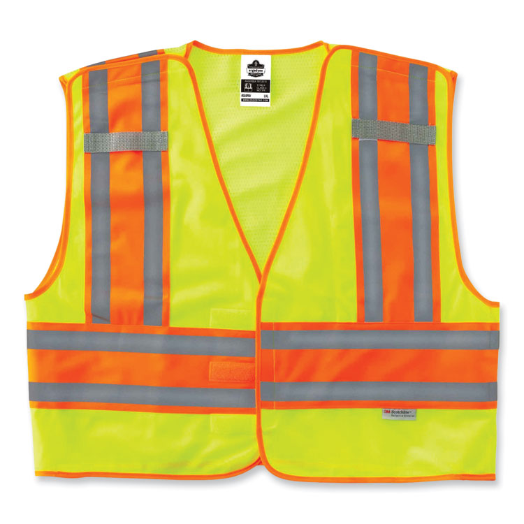GloWear 8245PSV Class 2 Public Safety Vest, Polyester, 6X-Large/7X-Large, Lime