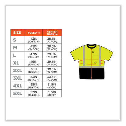 GloWear 8280BK Class 2 Performance T-Shirt with Black Bottom, 4X-Large, Lime