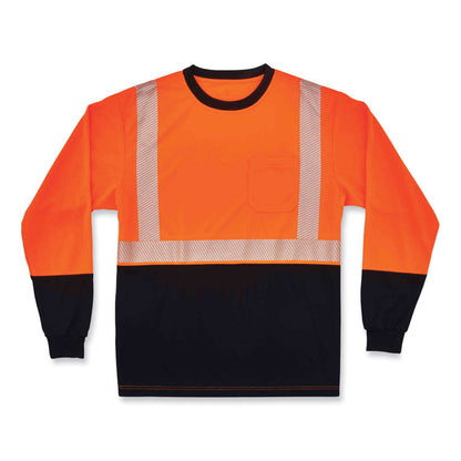 GloWear 8281BK Class 2 Long Sleeve Shirt with Black Bottom,  X-Large, Orange