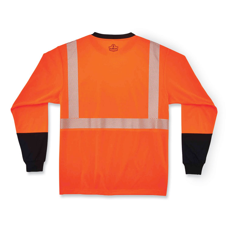 GloWear 8281BK Class 2 Long Sleeve Shirt with Black Bottom,  X-Large, Orange