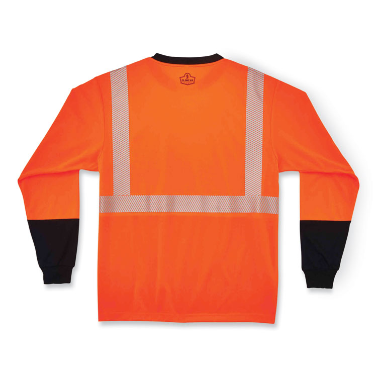 GloWear 8281BK Class 2 Long Sleeve Shirt with Black Bottom, 4X-Large, Orange