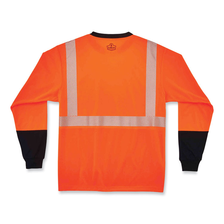 GloWear 8281BK Class 2 Long Sleeve Shirt with Black Bottom, 5X-Large, Orange