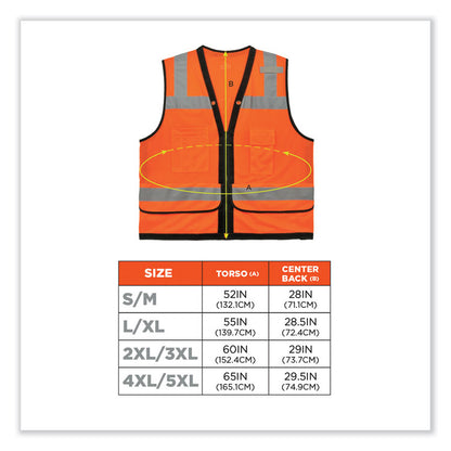 GloWear 8253HDZ Class 2 Heavy-Duty Mesh Surveyors Vest, Polyester, 4X-Large/5X-Large, Orange