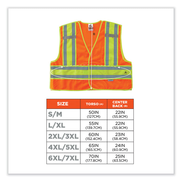 GloWear 8245PSV Class 2 Public Safety Vest, Polyester, 2X-Large/3X-Large, Orange