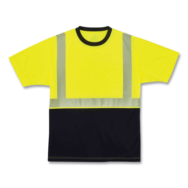 GloWear 8280BK Class 2 Performance T-Shirt with Black Bottom, 4X-Large, Lime