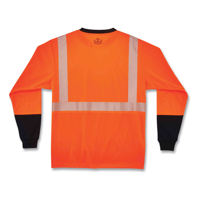 GloWear 8281BK Class 2 Long Sleeve Shirt with Black Bottom, Medium, Orange