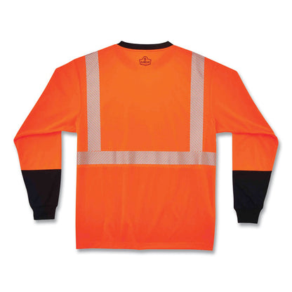 GloWear 8281BK Class 2 Long Sleeve Shirt with Black Bottom, Medium, Orange
