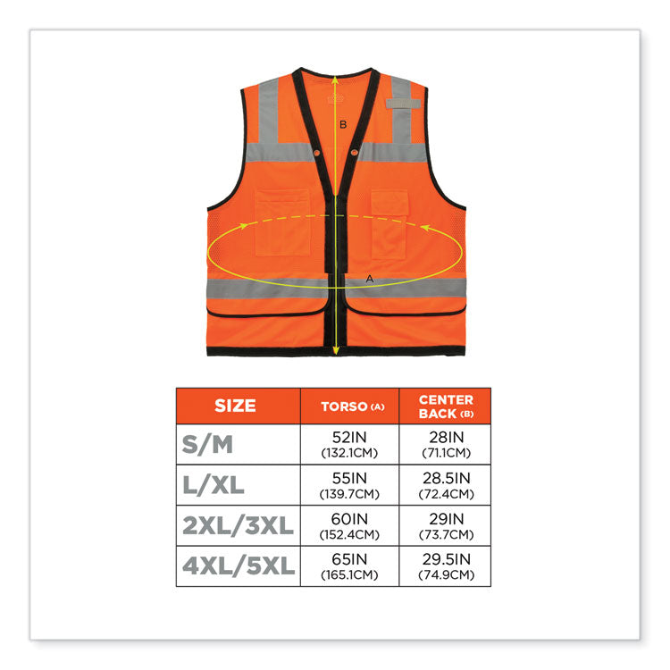 GloWear 8253HDZ Class 2 Heavy-Duty Mesh Surveyors Vest, Polyester, Large/X-Large, Orange