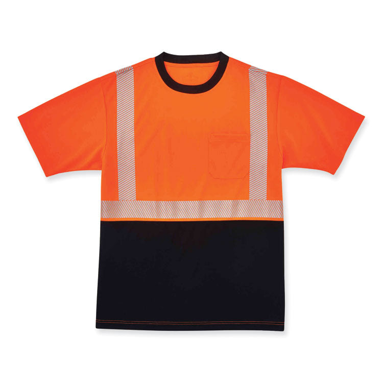 GloWear 8280BK Class 2 Performance T-Shirt with Black Bottom, Large, Orange