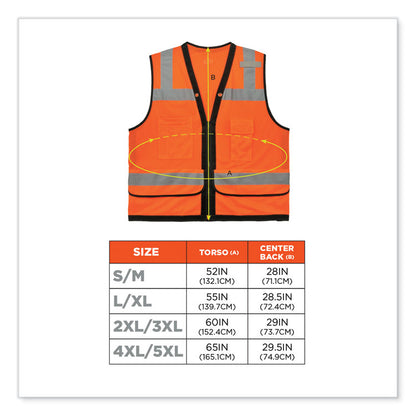 GloWear 8253HDZ Class 2 Heavy-Duty Mesh Surveyors Vest, Polyester, Small/Medium, Orange