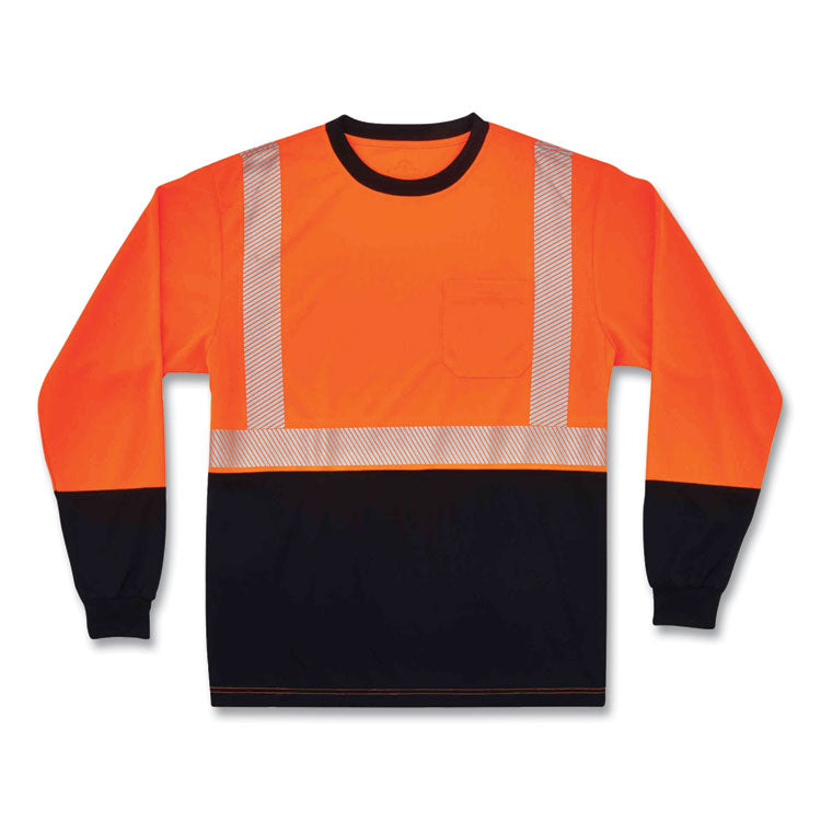 GloWear 8281BK Class 2 Long Sleeve Shirt with Black Bottom, 2X-Large, Orange