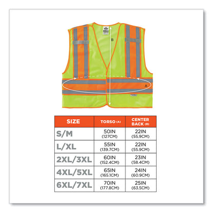 GloWear 8245PSV Class 2 Public Safety Vest, Polyester, 4X-Large/5X-Large, Lime
