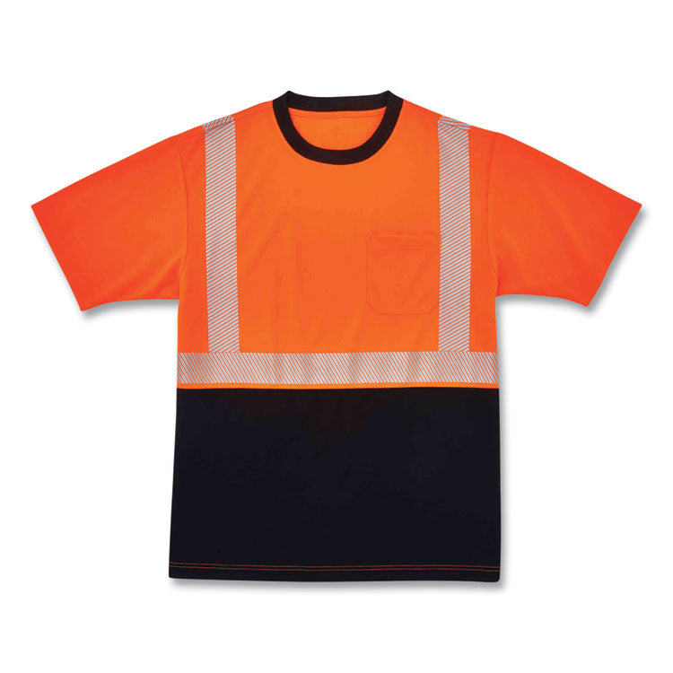 GloWear 8280BK Class 2 Performance T-Shirt with Black Bottom, Medium, Orange
