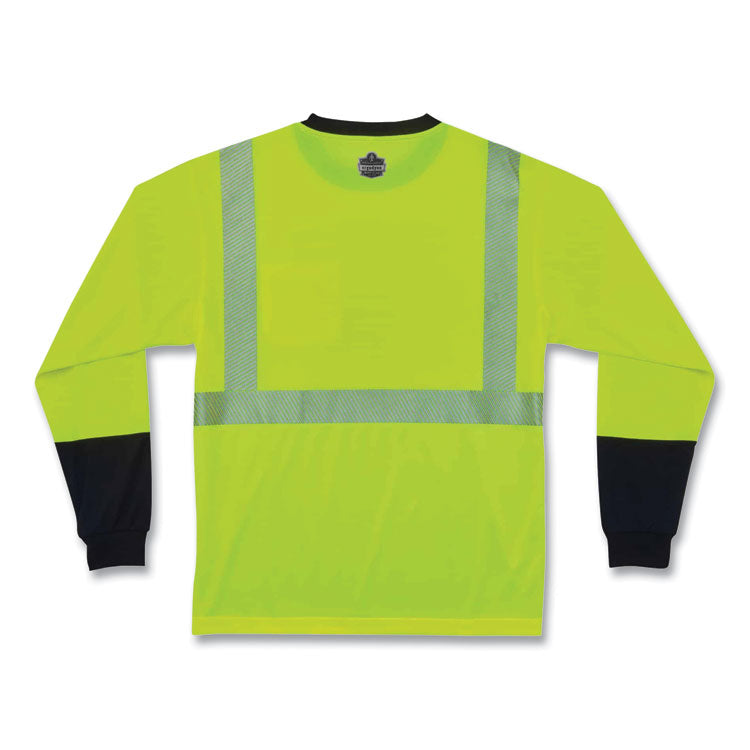 GloWear 8281BK Class 2 Long Sleeve Shirt with Black Bottom, 4X-Large, Lime