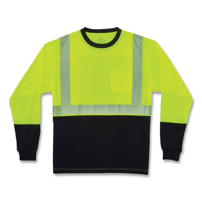 GloWear 8281BK Class 2 Long Sleeve Shirt with Black Bottom, 5X-Large, Lime