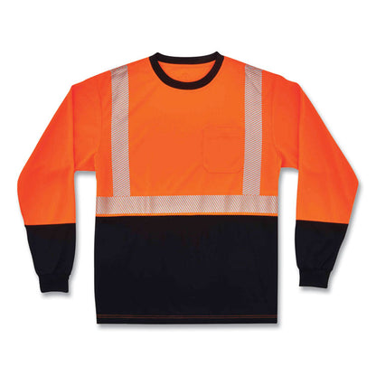 GloWear 8281BK Class 2 Long Sleeve Shirt with Black Bottom, Large, Orange