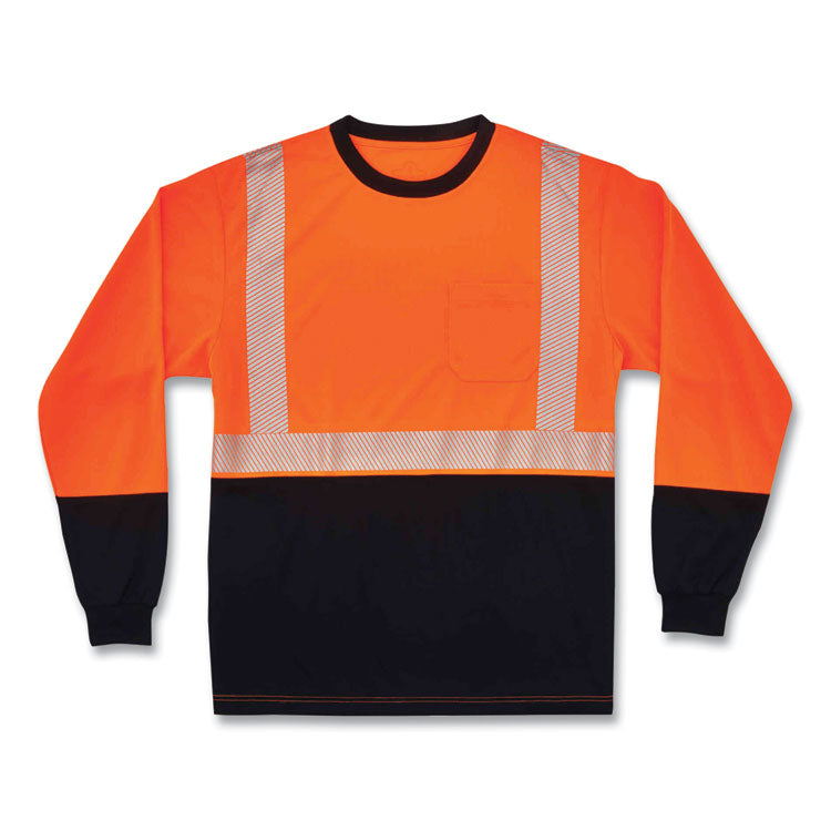 GloWear 8281BK Class 2 Long Sleeve Shirt with Black Bottom, 5X-Large, Orange