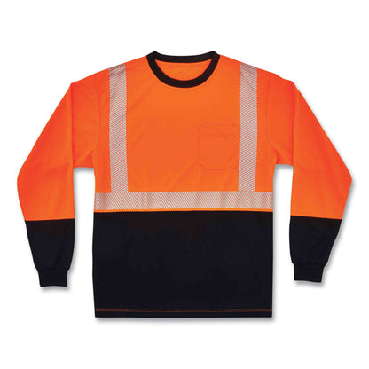 GloWear 8281BK Class 2 Long Sleeve Shirt with Black Bottom, 5X-Large, Orange