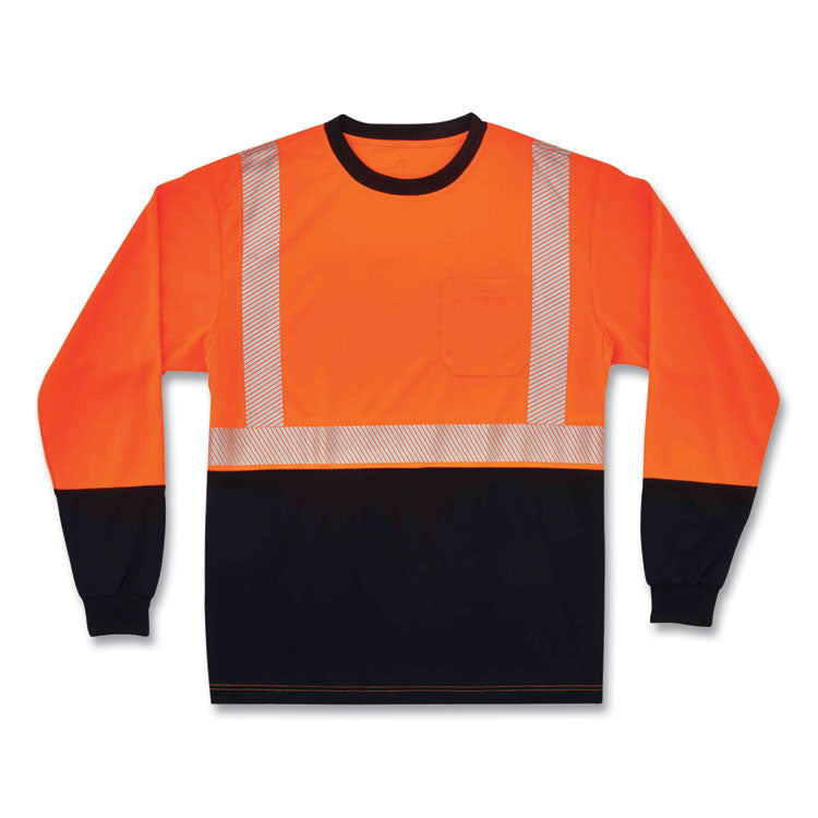 GloWear 8281BK Class 2 Long Sleeve Shirt with Black Bottom, 4X-Large, Orange