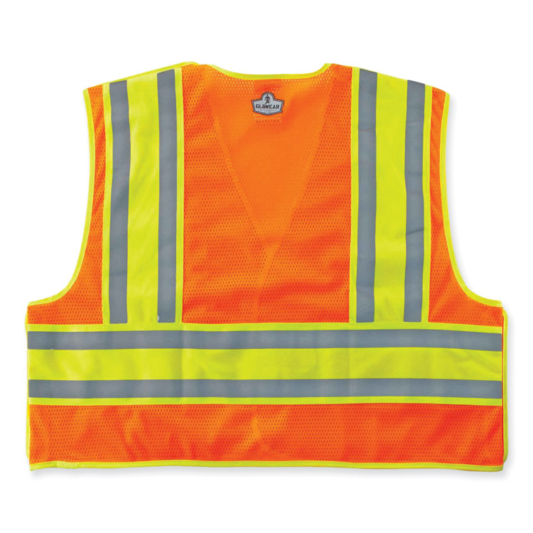 GloWear 8245PSV Class 2 Public Safety Vest, Polyester, Small/Medium, Orange