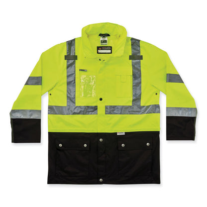 GloWear 8386 Class 3 Hi-Vis Outer Shell Jacket, Polyester, X-Large, Lime