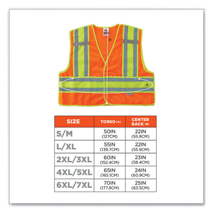 GloWear 8245PSV Class 2 Public Safety Vest, Polyester, Small/Medium, Orange