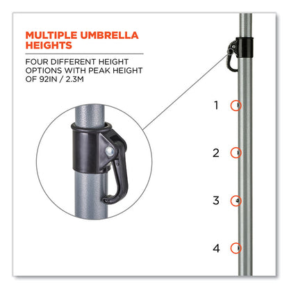 Shax 6199 Lightweight Work Umbrella Stand Kit, 7.5 ft dia x 92" Tall, Polyester/Steel, Lime