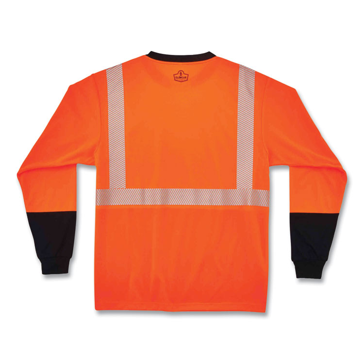 GloWear 8281BK Class 2 Long Sleeve Shirt with Black Bottom, 3X-Large, Orange