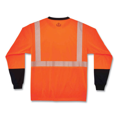 GloWear 8281BK Class 2 Long Sleeve Shirt with Black Bottom, 3X-Large, Orange