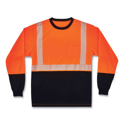GloWear 8281BK Class 2 Long Sleeve Shirt with Black Bottom, Small, Orange