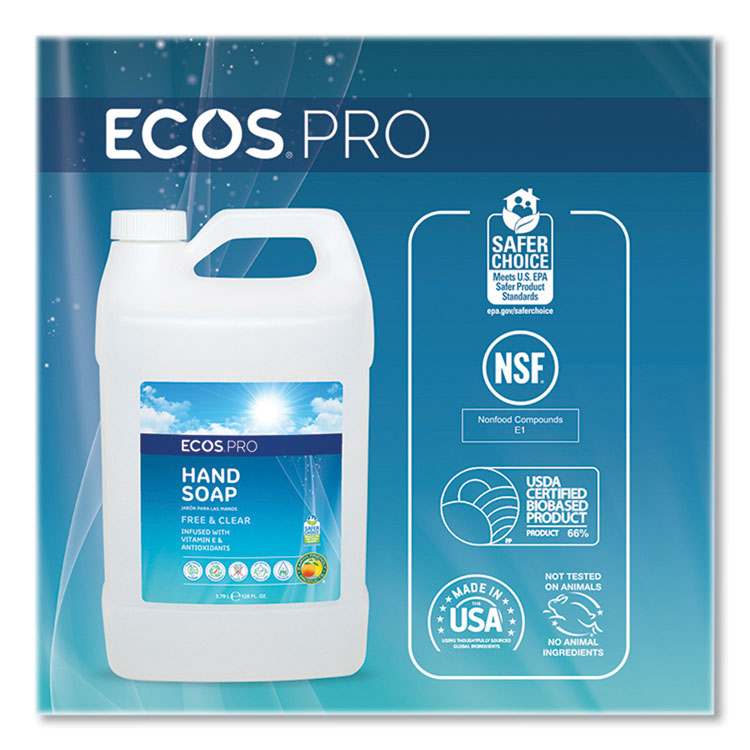 Liquid Hand Soap, Free and Clear Scent, 1 gal