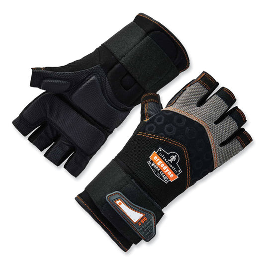 ProFlex 910 Half-Finger Impact Gloves + Wrist Support, EN388: 1121X, 13" Long, 2X-Large, Black, Pair