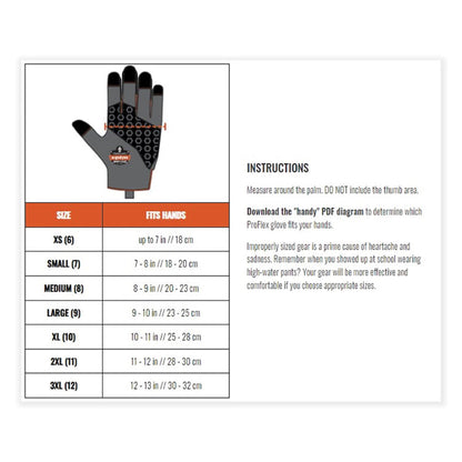 ProFlex 910 Half-Finger Impact Gloves + Wrist Support, EN388: 1121X, 13" Long, 2X-Large, Black, Pair