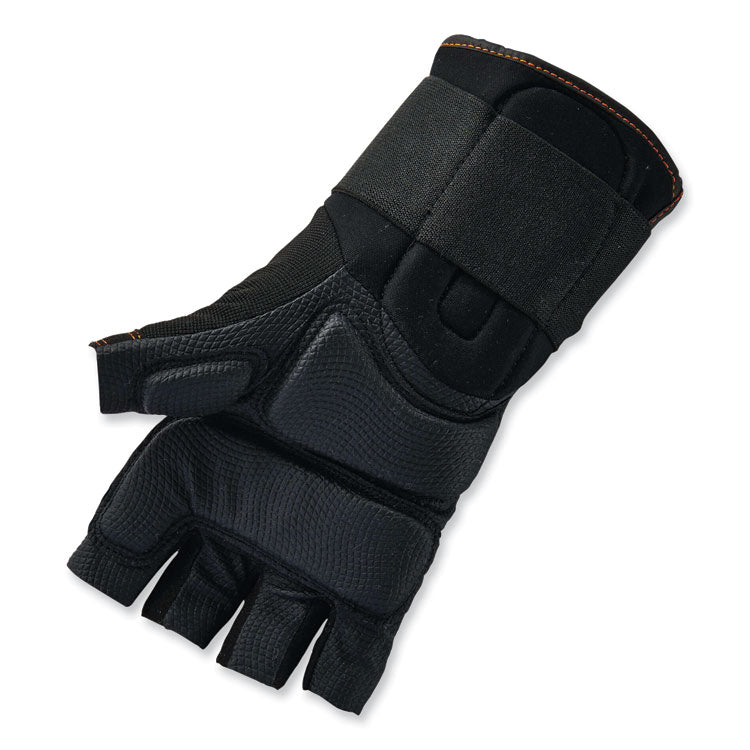 ProFlex 910 Half-Finger Impact Gloves + Wrist Support, EN388: 1121X, 12.5" Long, Large, Black, Pair