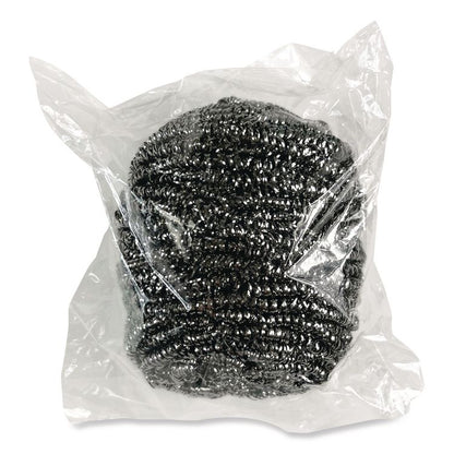 Stainless Steel Scrubber, 3.93 x 1.96, Silver, 72/Carton
