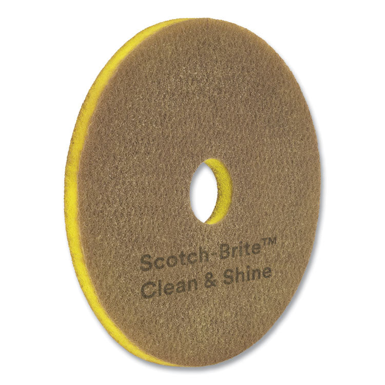 Clean and Shine Pad, 15" Diameter, Brown, 5/Carton