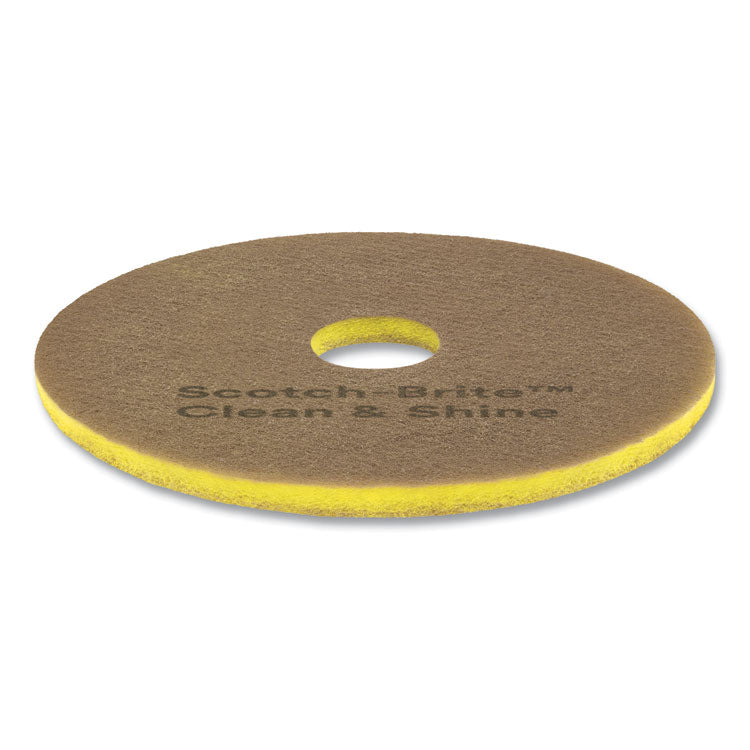 Clean and Shine Pad, 15" Diameter, Brown, 5/Carton