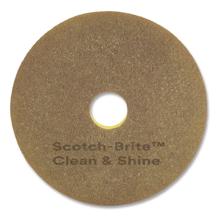 Clean and Shine Pad, 15" Diameter, Brown, 5/Carton