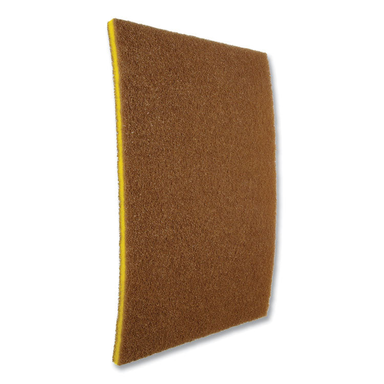 Clean and Shine Pad, 20 x 14, Brown/Yellow, 5/Carton