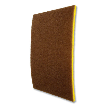 Clean and Shine Pad, 20 x 14, Brown/Yellow, 5/Carton