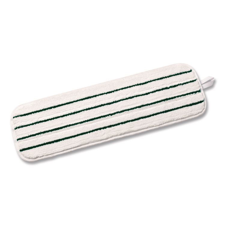 Microfiber Flat Mop, 18", White/Stripes, Microfiber Pad, 100/Carton