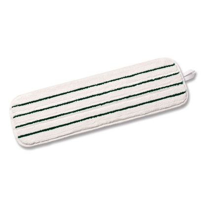Microfiber Flat Mop, 18", White/Stripes, Microfiber Pad, 100/Carton