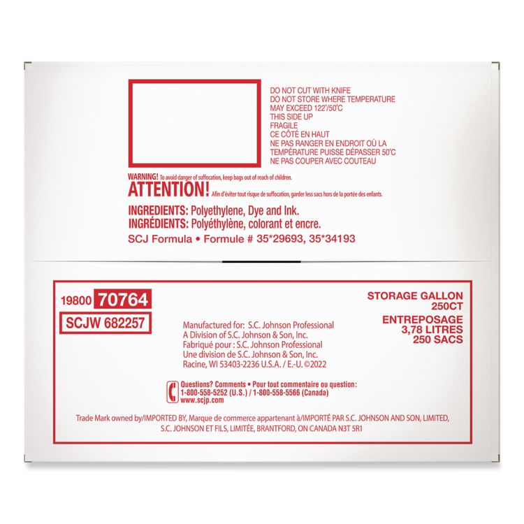 Double Zipper Storage Bags, Triple System Seal, Gallon, 1.75 mil, 10.56" x 10.75", Clear, 250/Box