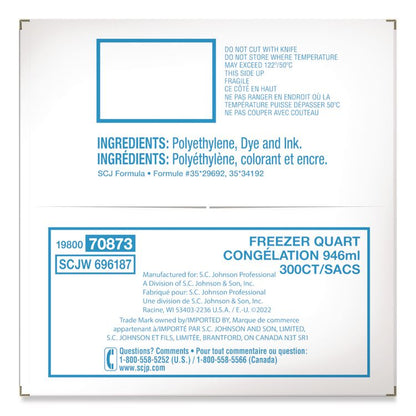 Zipper Freezer Bags, 32 oz, 2.7 mil, 7" x 7.75", Clear, 300/Carton