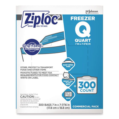 Zipper Freezer Bags, 32 oz, 2.7 mil, 7" x 7.75", Clear, 300/Carton