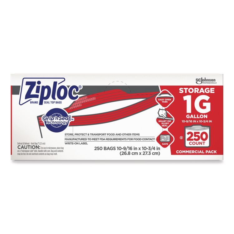 Double Zipper Storage Bags, Triple System Seal, Gallon, 1.75 mil, 10.56" x 10.75", Clear, 250/Box